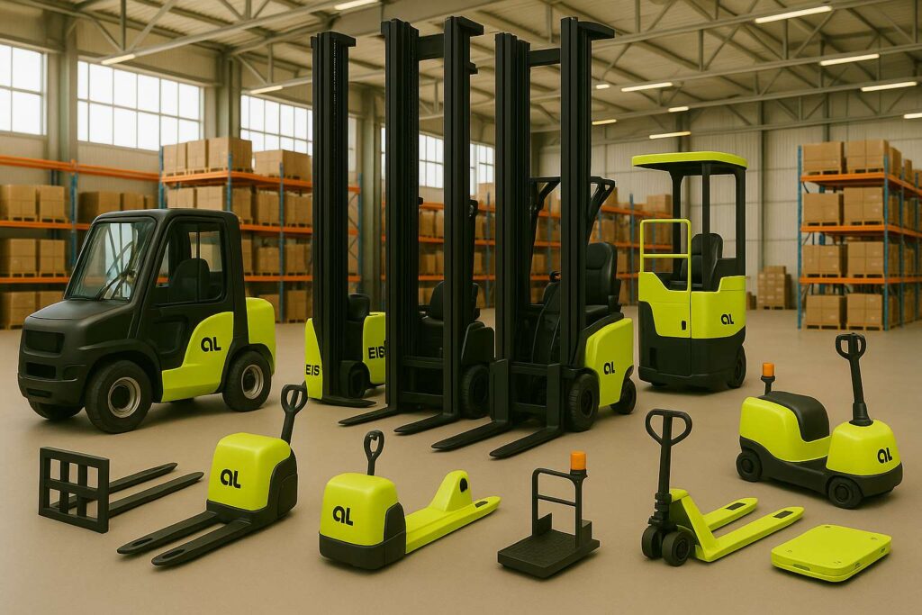 Equipos industriales en Tecate Operador con pallet jack eléctrico de 3,000 lbs en almacén de Mexicali